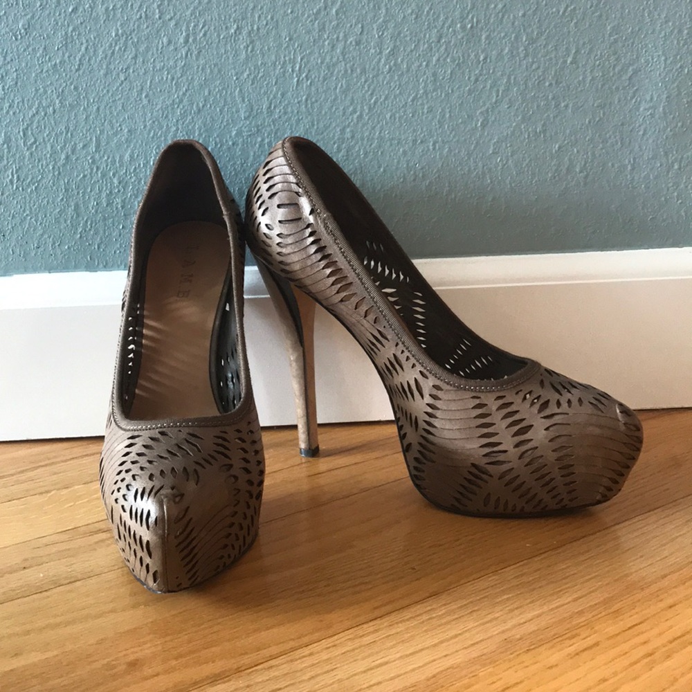 L.A.M.B. Leather cutout heels. Size 10